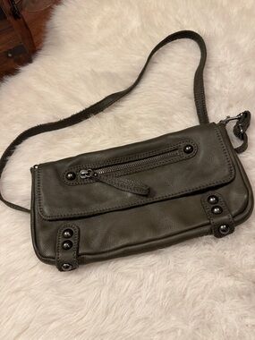 Linea Pelle Olive Green Leather Crossbody/ Clutch pre-owned.